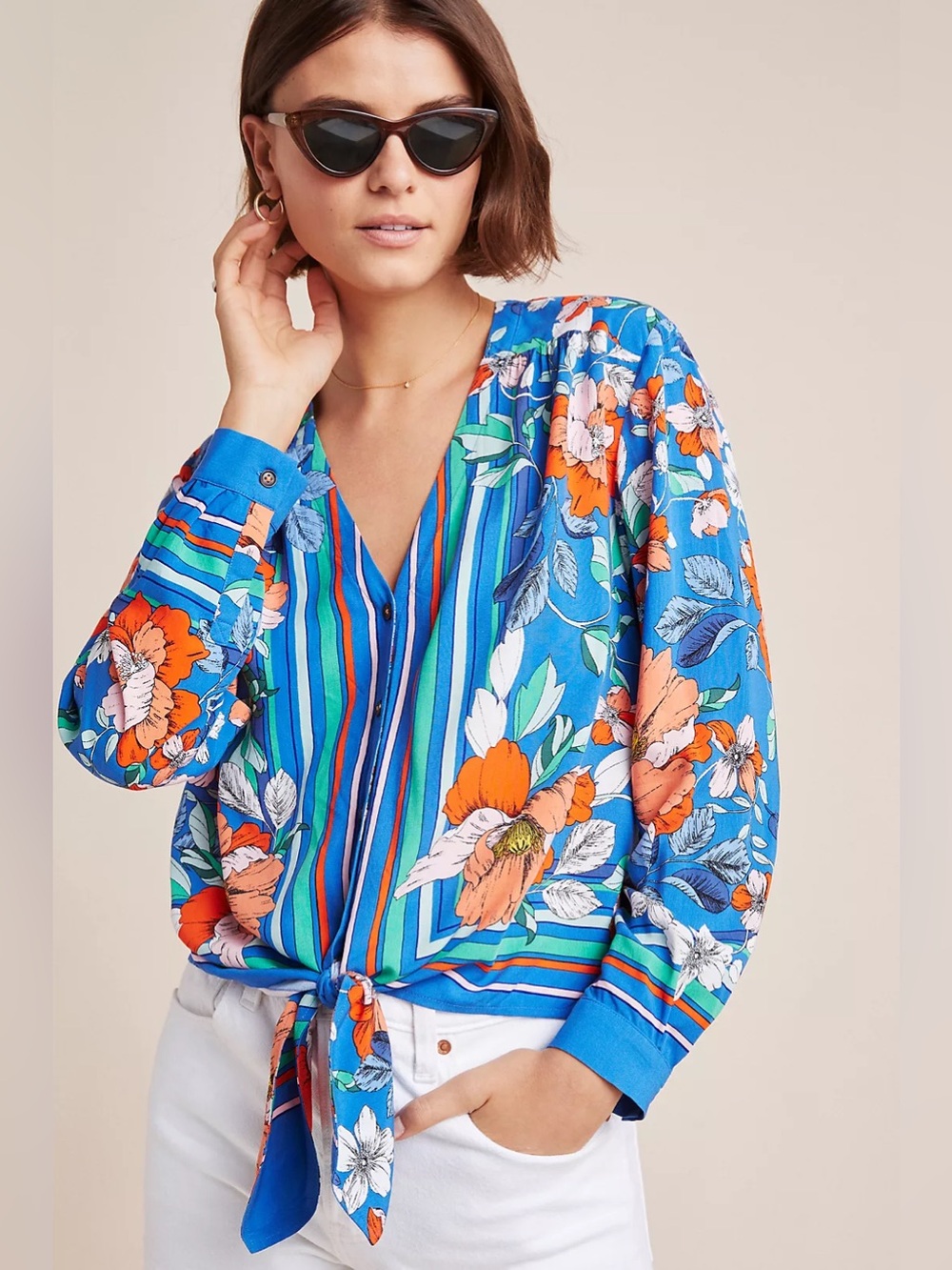 Maeve Elan Scarf-Printed Blouse - Size: 6